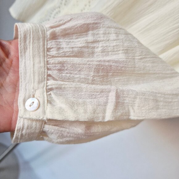 NWoT Madewell Crinkle Eyelet Trim Button-Front Blouse Cotton Ivory NG899 - Picture 5 of 14
